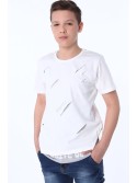 Weißes Jungen-T-Shirt mit Schnitten NDZ47018 – Online-Shop – Boutique